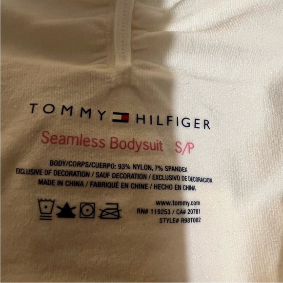 Tommy Hilfiger seemless bodysuit size small​ white v neck spaghetti strap​​ - Picture 3 of 6